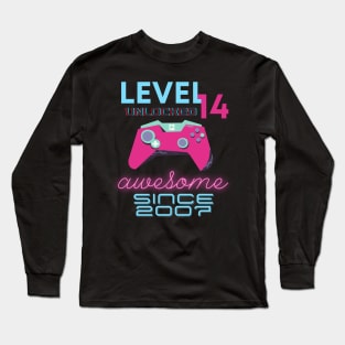 Level 14 Unlocked Awesome 2007 Video Gamer Long Sleeve T-Shirt